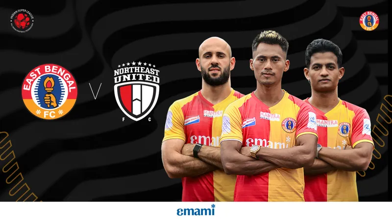 Cầu thủ East Bengal tấn công mạnh mẽ trước hàng phòng ngự của NorthEast United